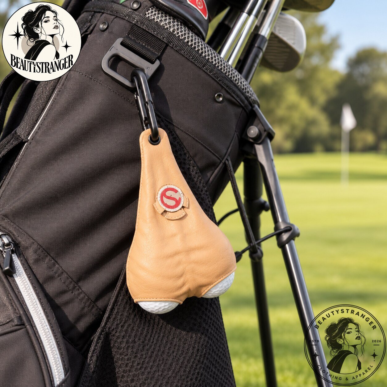 Funny Golf Ball Holder Bag With Carabiner
