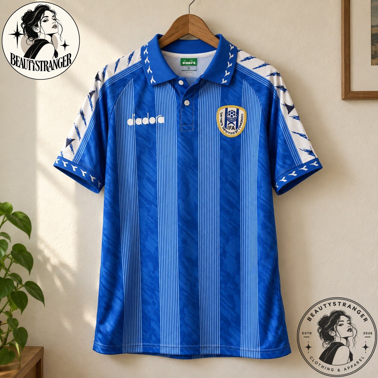 Israel National Team Diadora Retro Blue Soccer Jersey