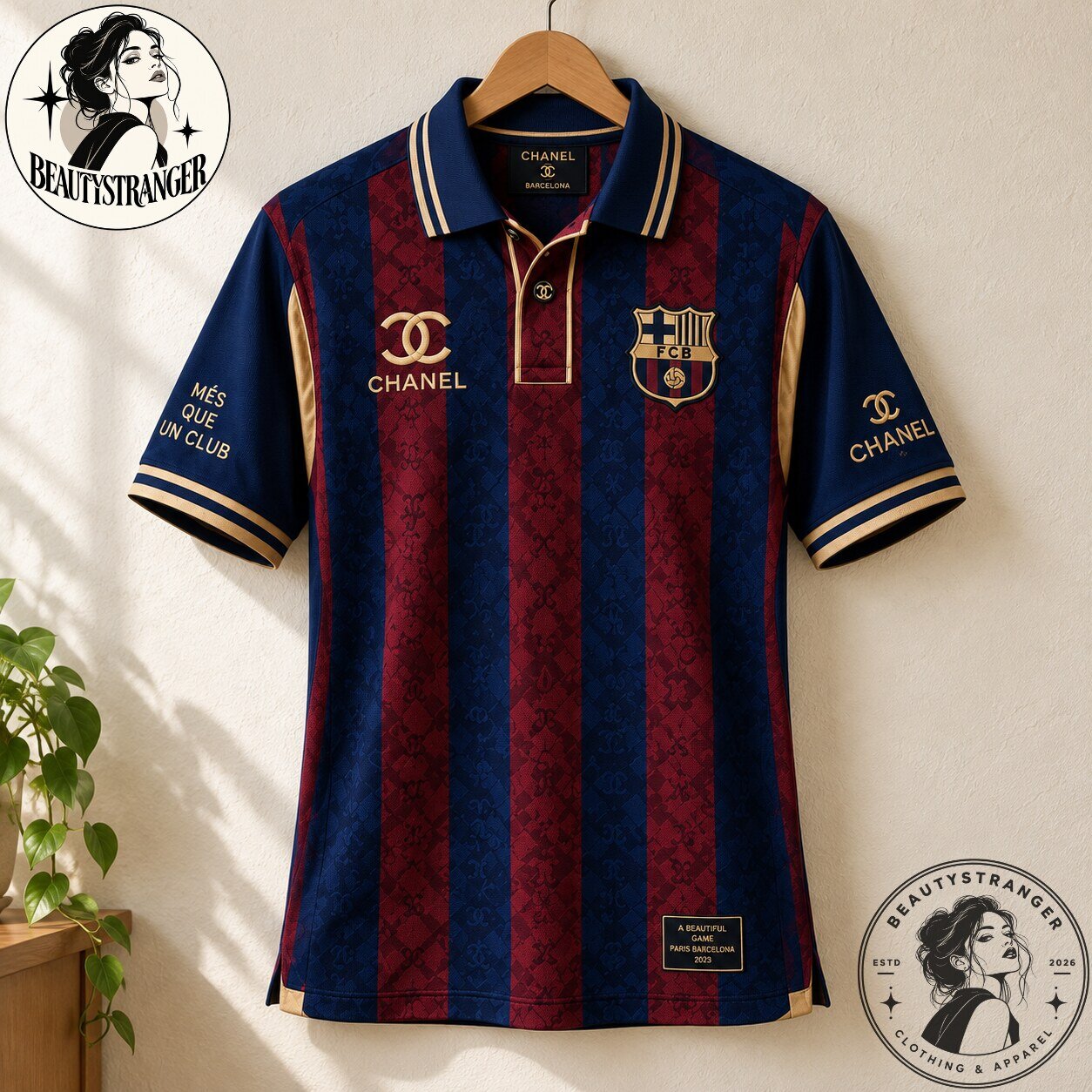 FC Barcelona x Chanel Red Blue Polo Soccer Jersey