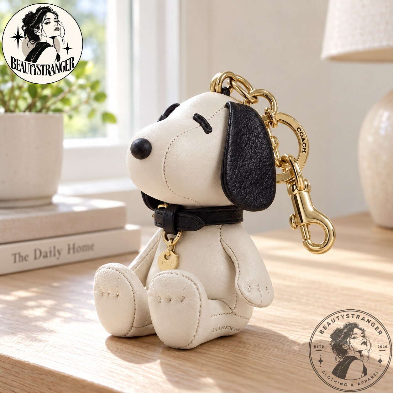 Snoopy Leather Bag Charm Keychain