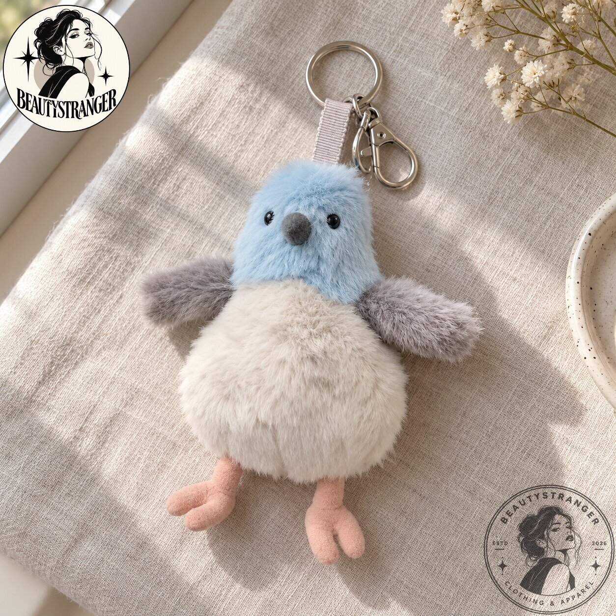 Jellycat Strutton Pigeon Bag Charm Keychain