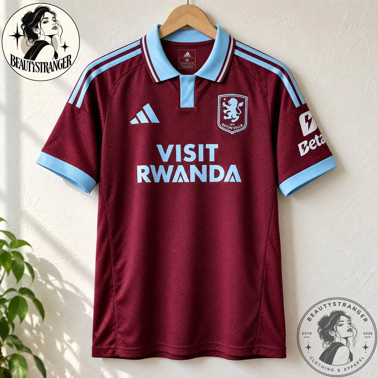 Aston Villa Adidas Visit Rwanda Home Soccer Jersey