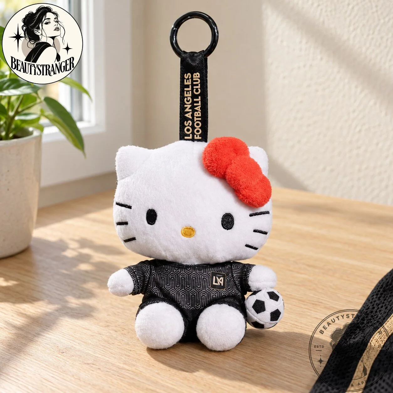 Hello Kitty Los Angeles Football Club Black Kit Plush Keychain