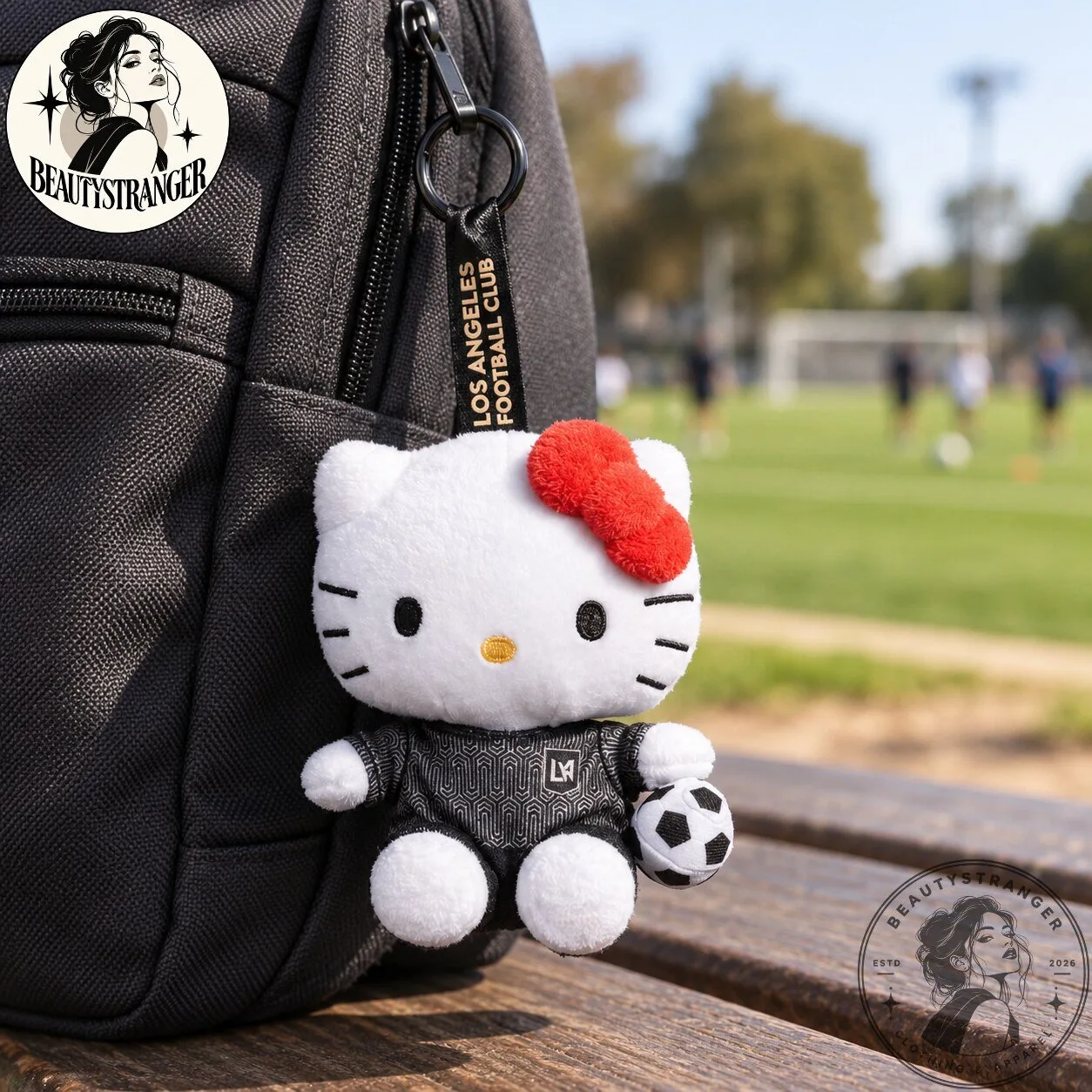 Hello Kitty Los Angeles Football Club Black Kit Plush Keychain 5 Hello Kitty Los Angeles Football Club Black Kit Plush Keychain