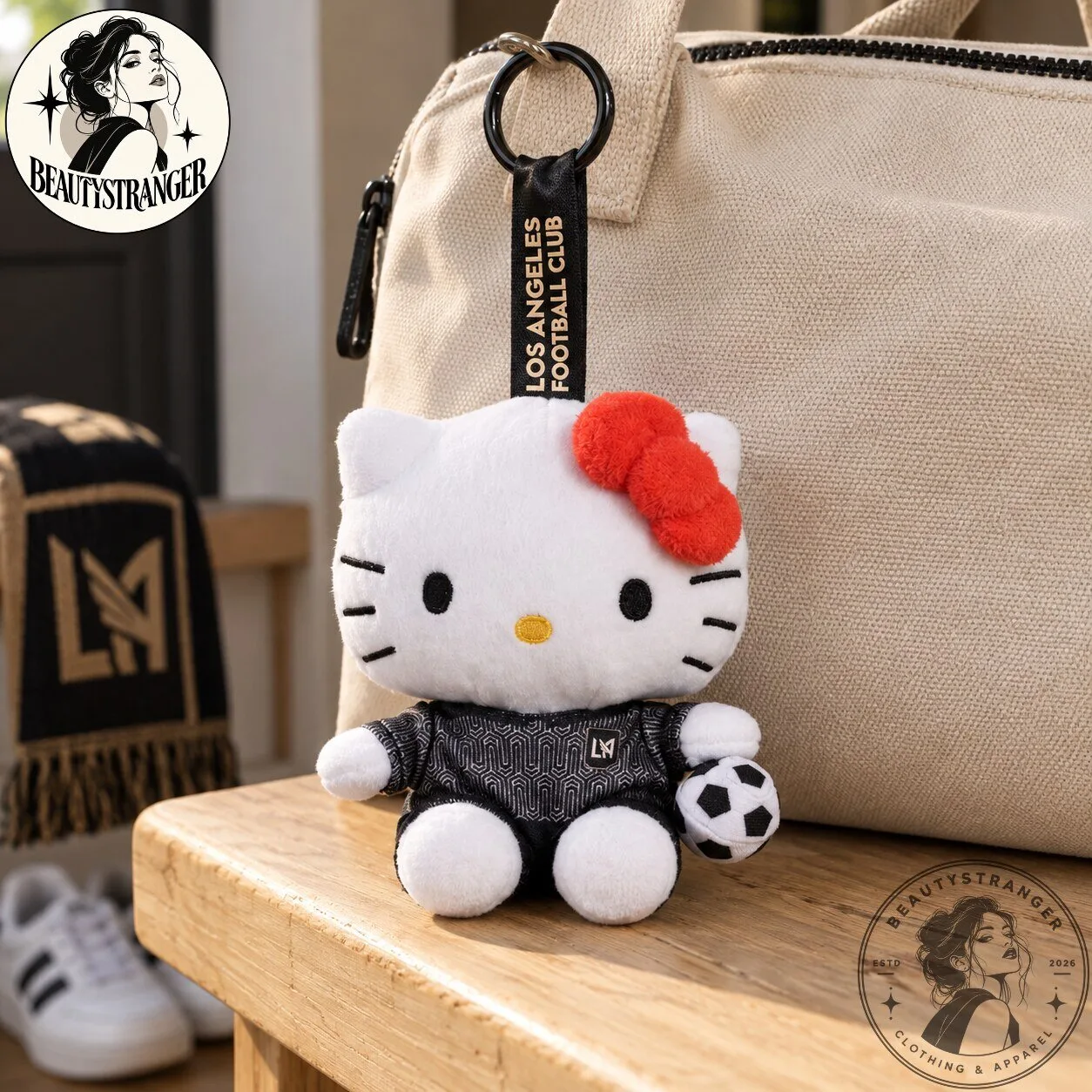 Hello Kitty Los Angeles Football Club Black Kit Plush Keychain 6 Hello Kitty Los Angeles Football Club Black Kit Plush Keychain