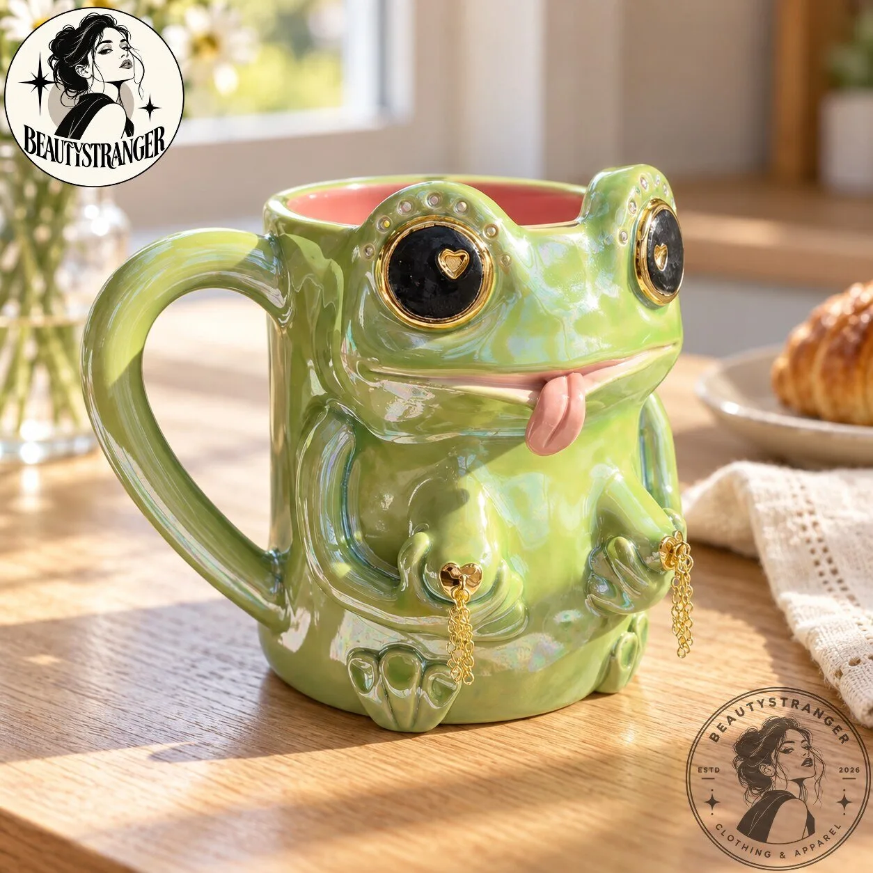Iridescent Green Frog Ceramic Mug
