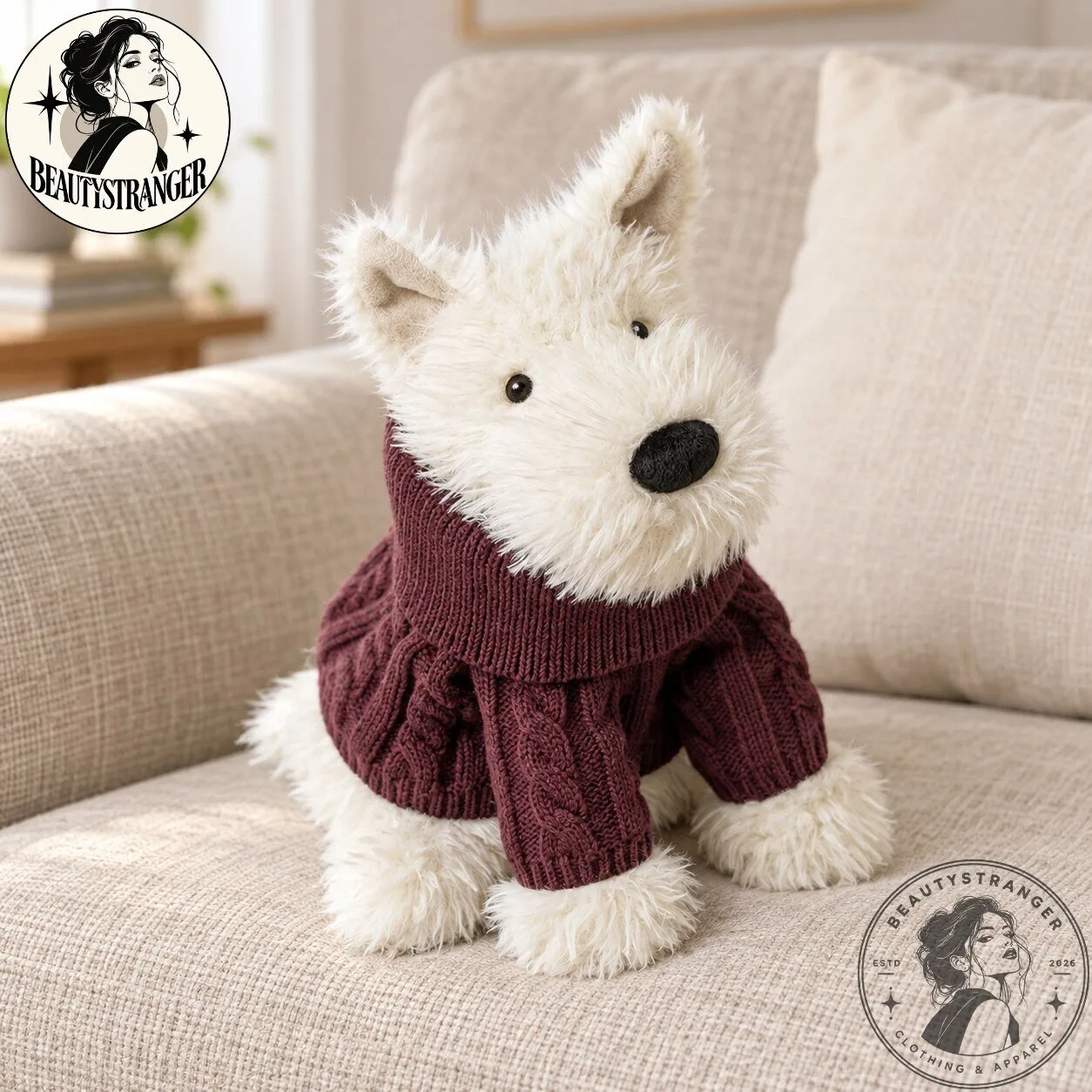 Jellycat Munro Scottie Dog Winter Jumper Outfit Plush Toy