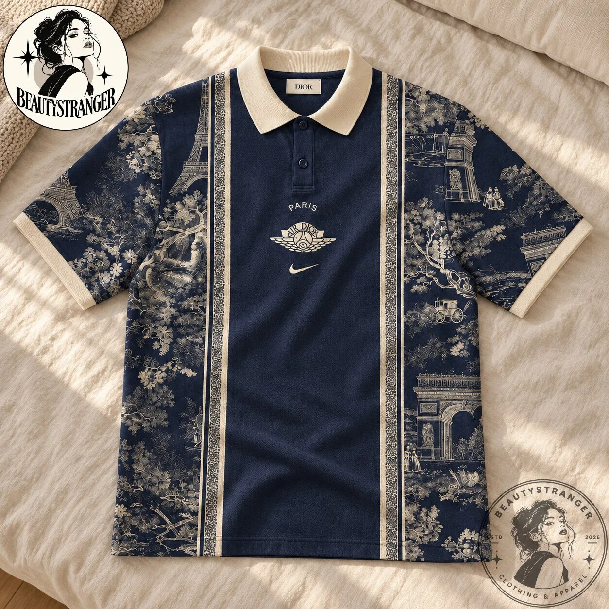 PSG x Nike Air Dior Toile De Jouy Paris Polo Shirt