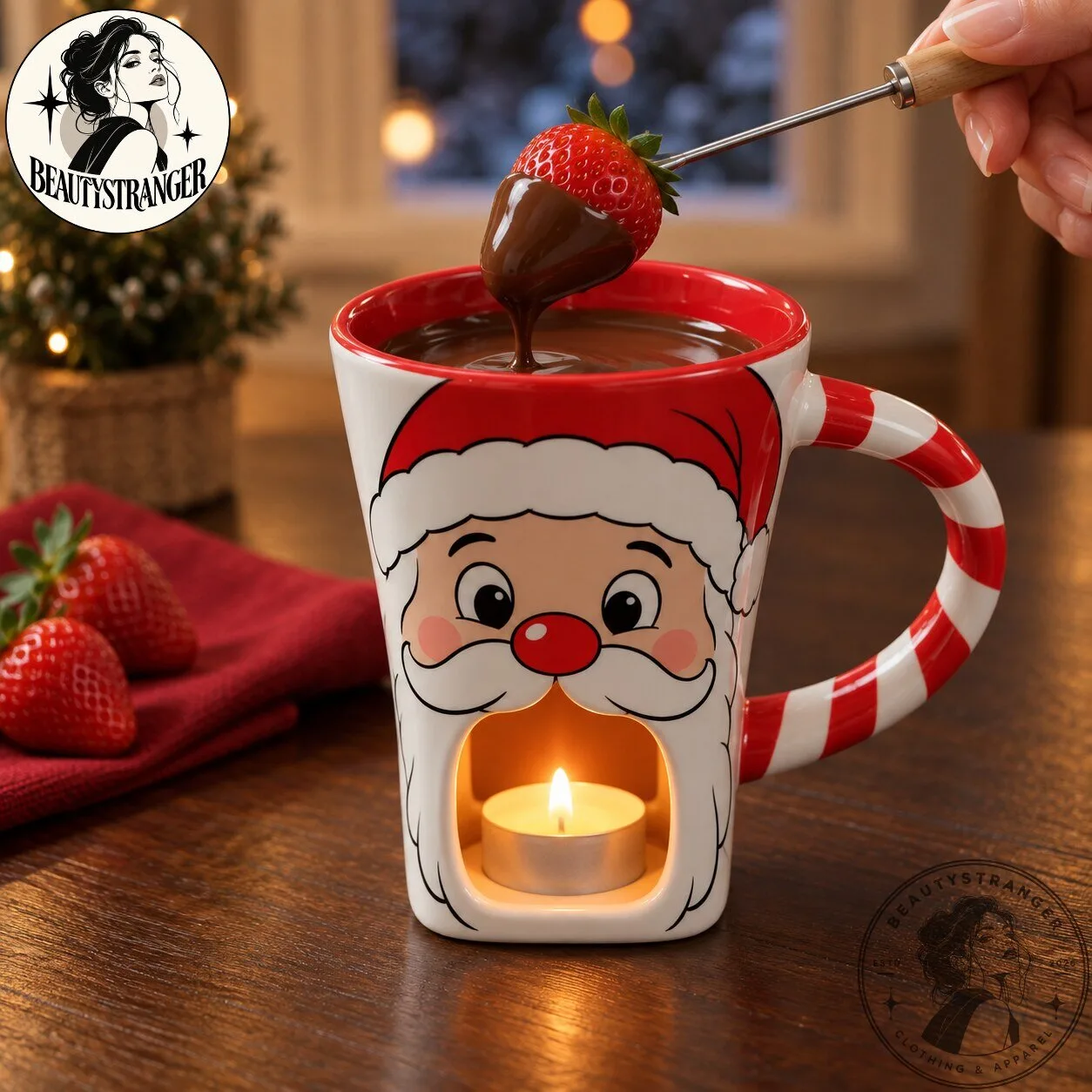 Santa Claus Chocolate Fondue Mug for Christmas