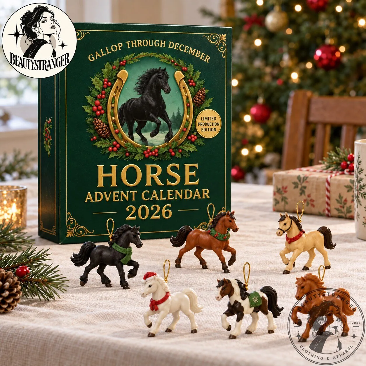 Horse Advent Calendar 2026 with 24 Acrylic Ornaments