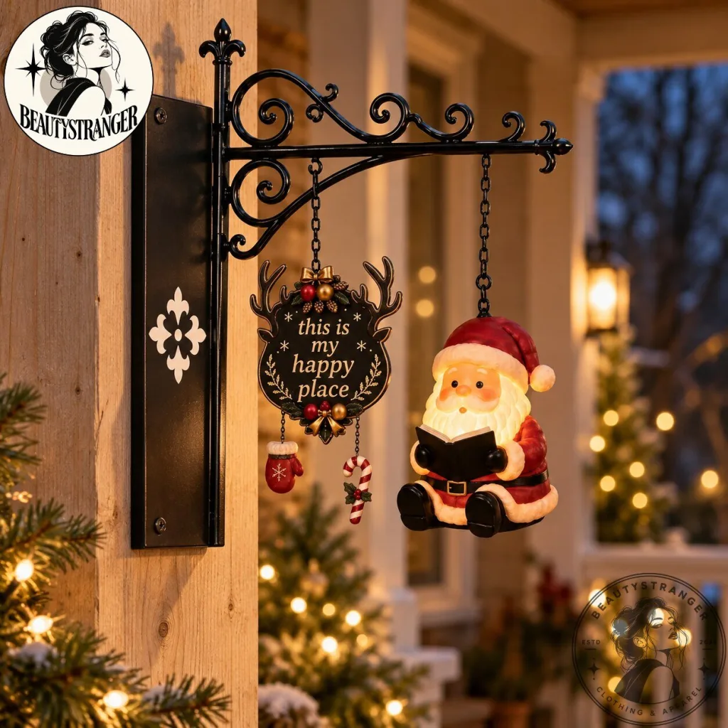 Santa Reading Lantern for Christmas Bookshelf Decor