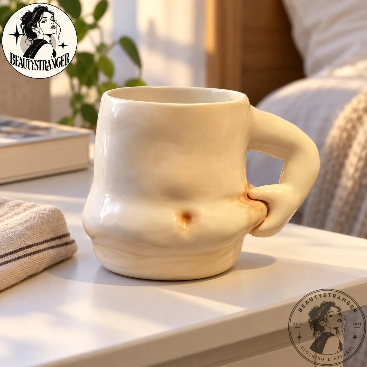 Funny Dad Bod Coffee Mug with Belly Pinching Handle