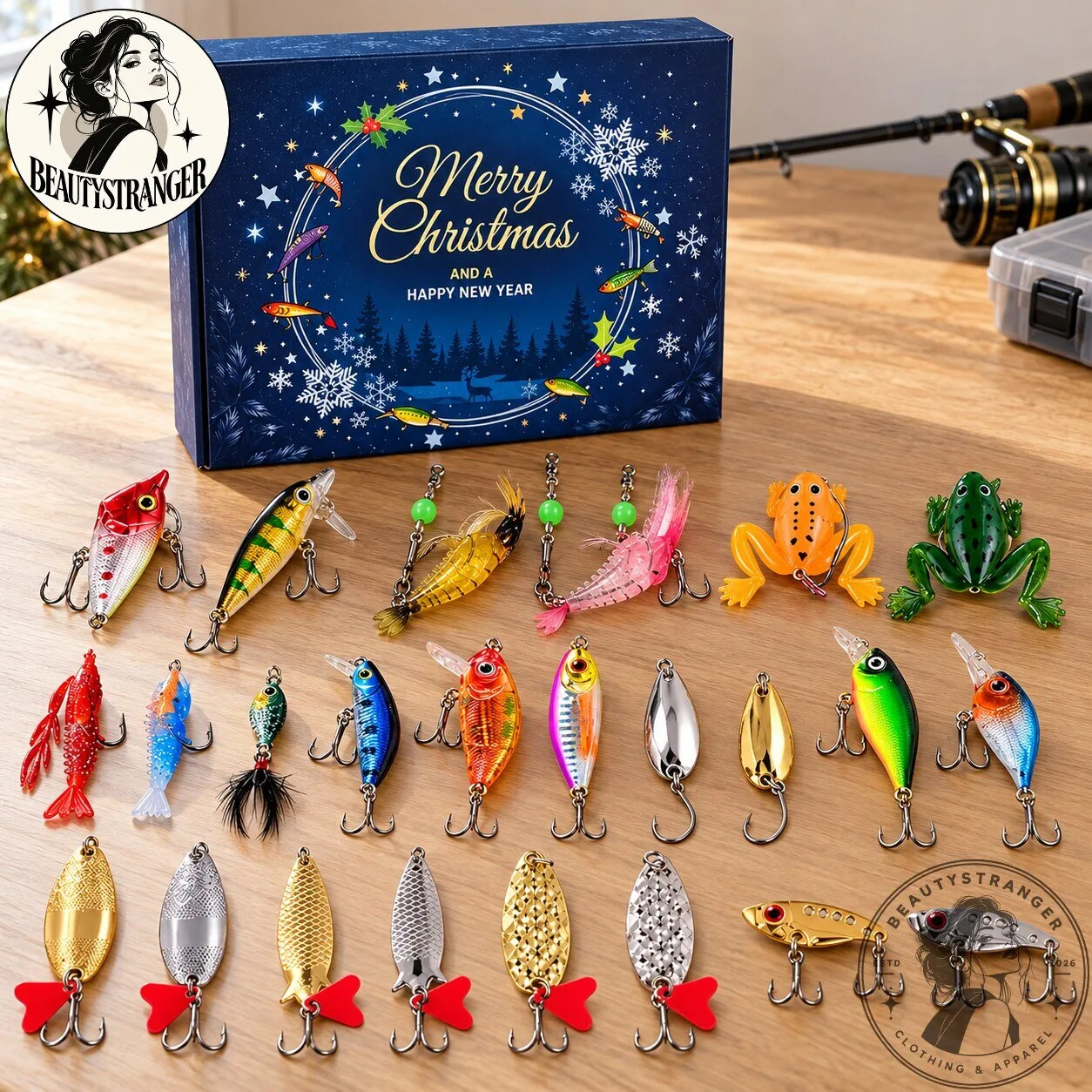 24 Piece Christmas Fishing Lure Advent Calendar